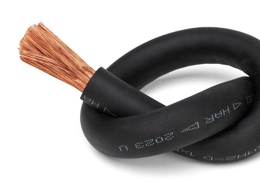 Flexible black welding cable with fine-stranded copper conductor